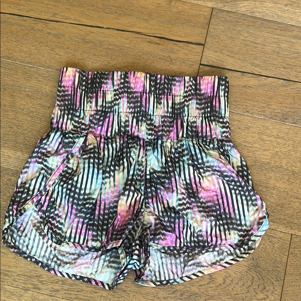 Free People Pink and Blue Athletic Shorts Lightweight Elastic Waist
